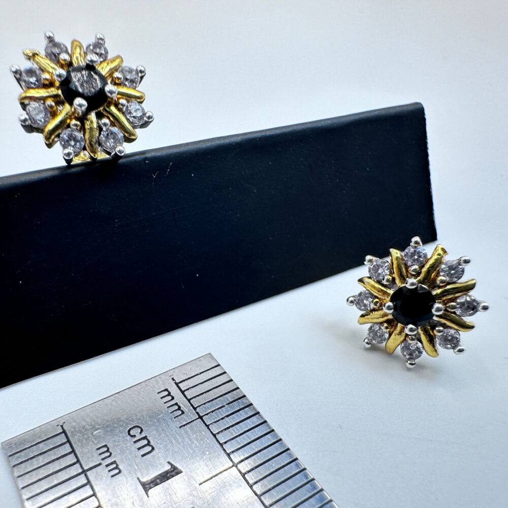 Centre Black Floral Studs