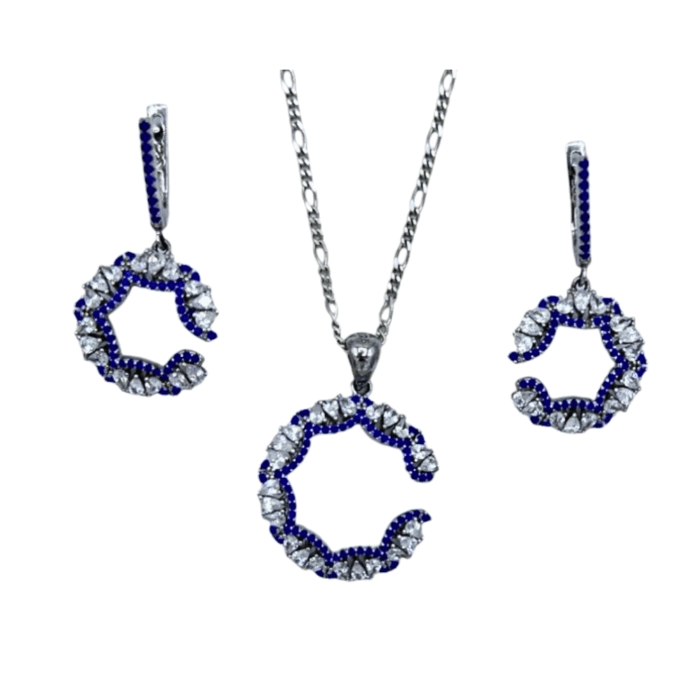 Ocean Whirl Blue Crystal Jewelry Set