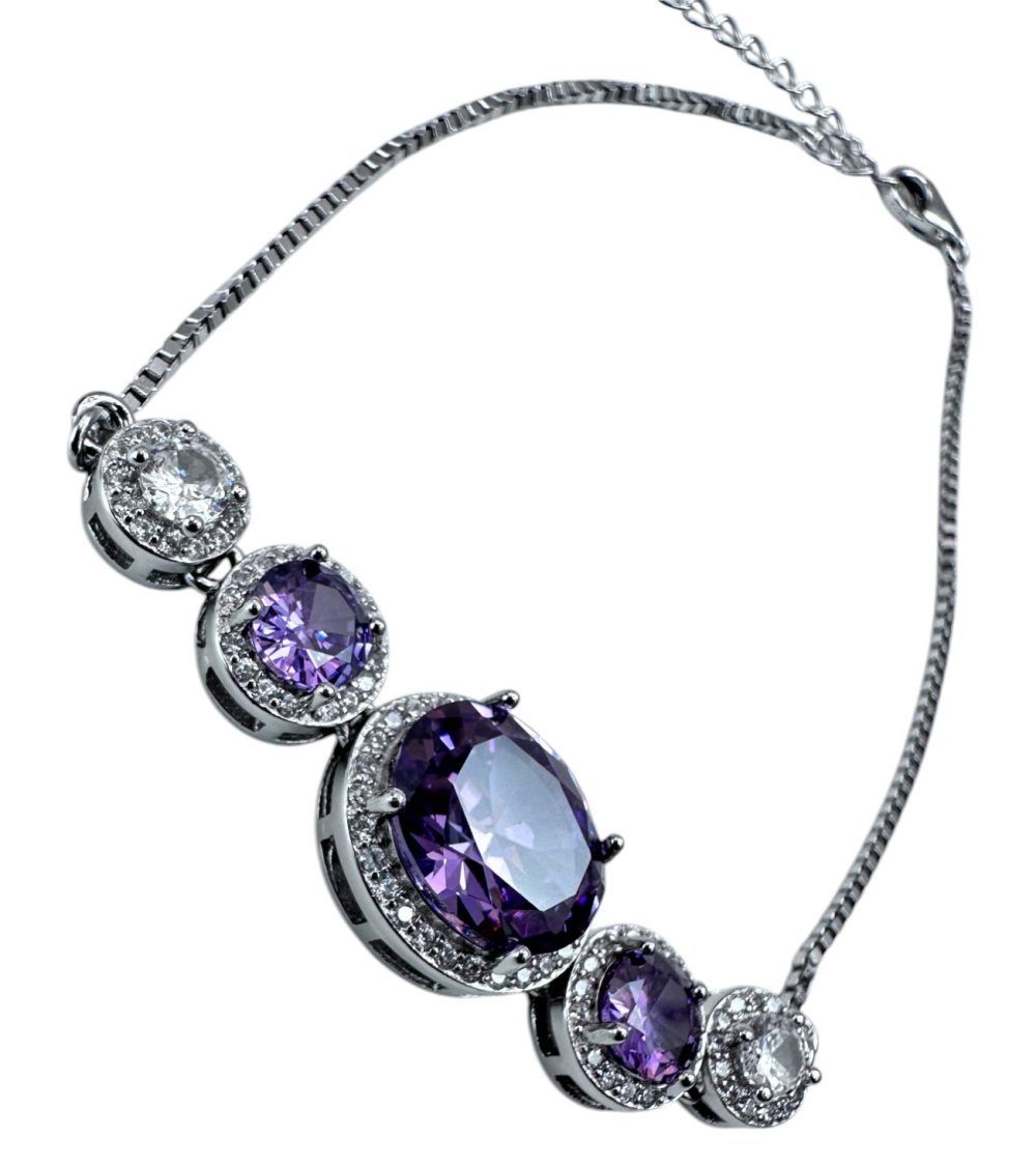 Regal Amethyst & Diamond-Inspired Jewelry Set