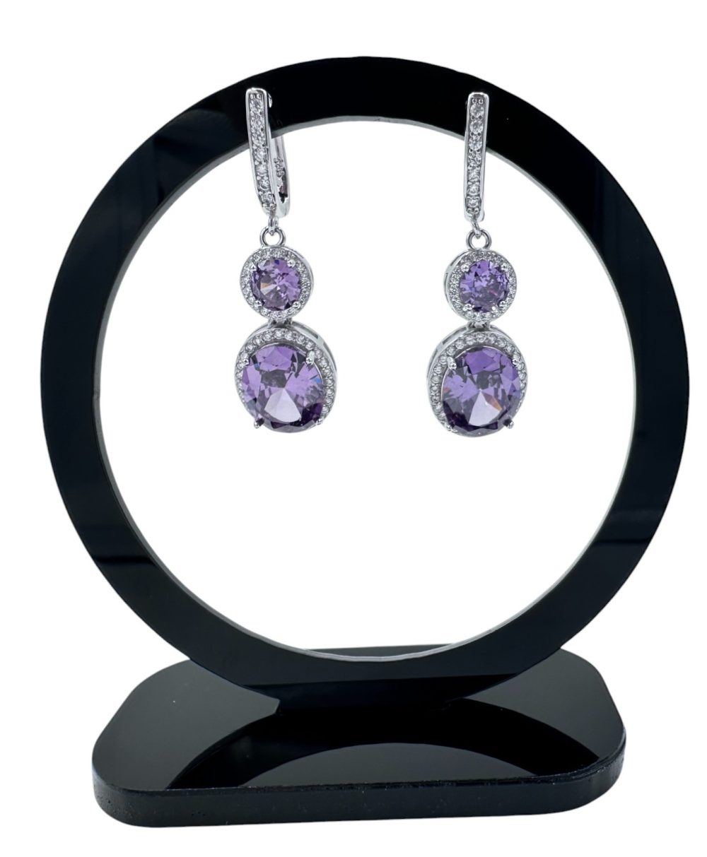 Regal Amethyst & Diamond-Inspired Jewelry Set