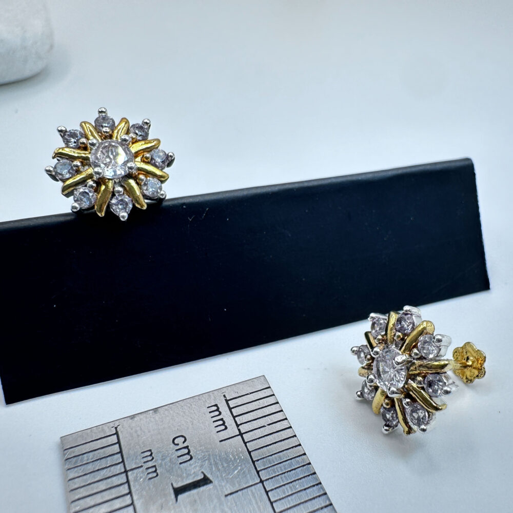Centre White Floral Studs