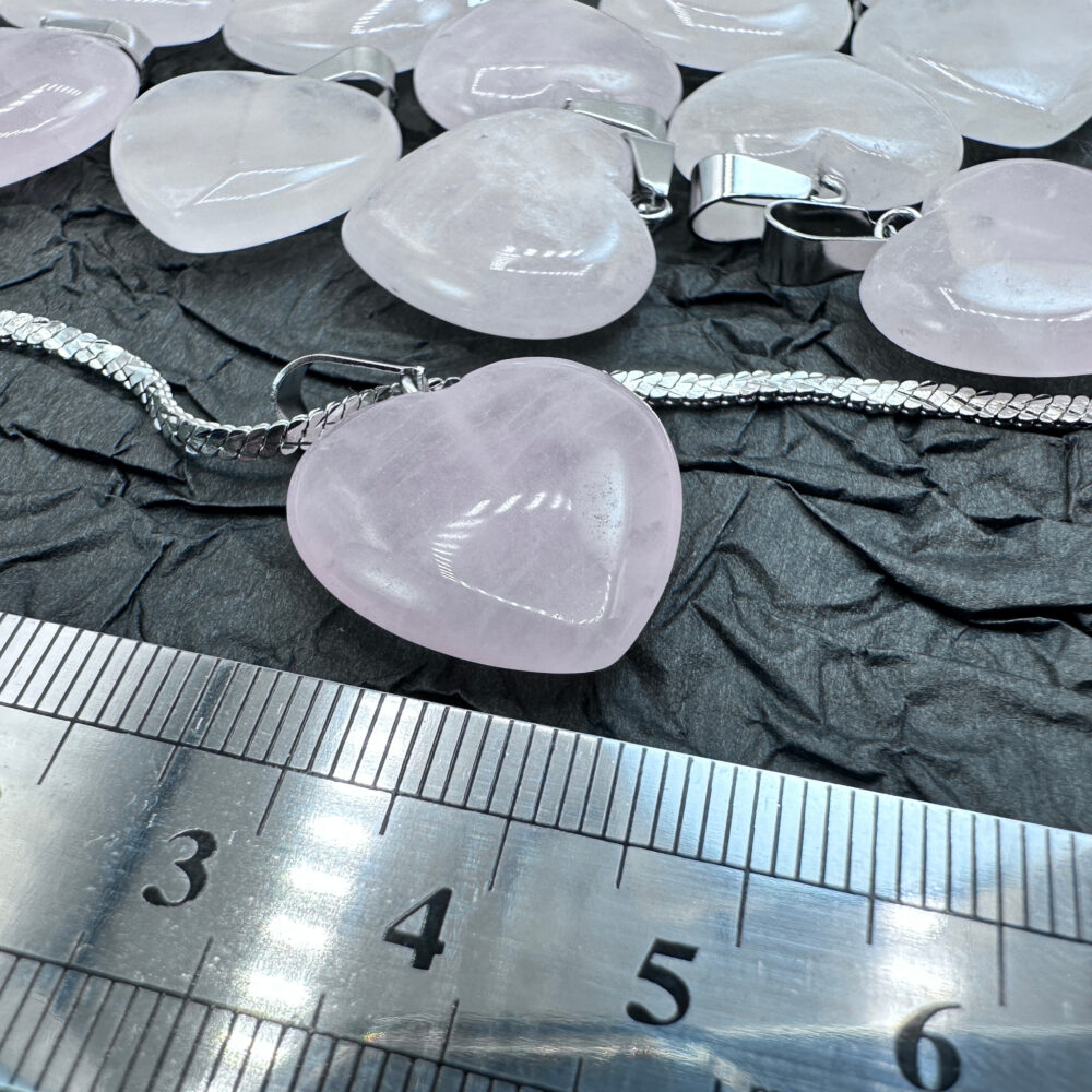 Natural Rose Quartz Heart Stone Pendant
